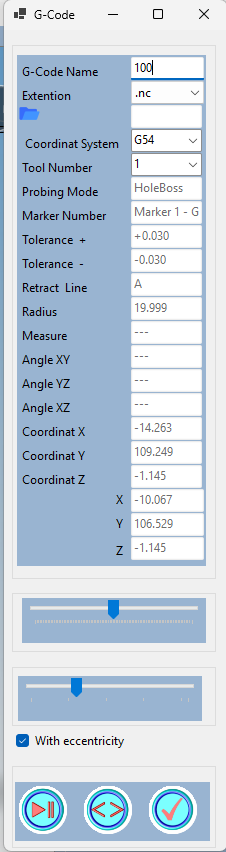 The Gcode (tool path) panel