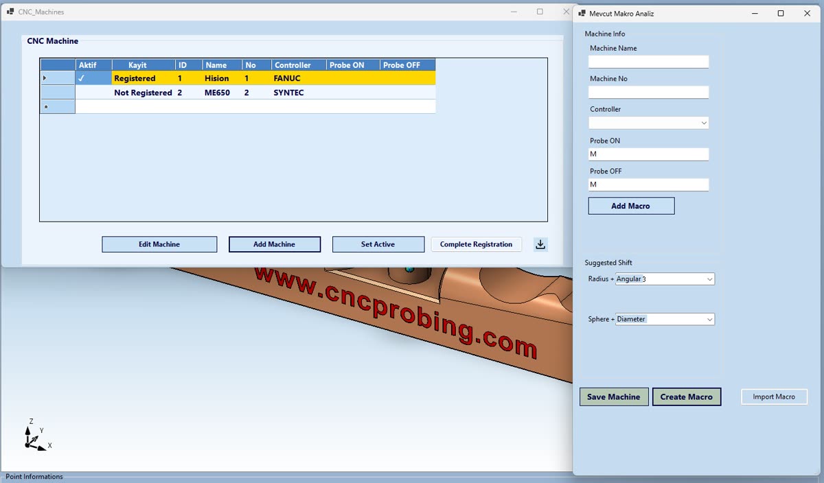 The CNC machine library and macro analysis